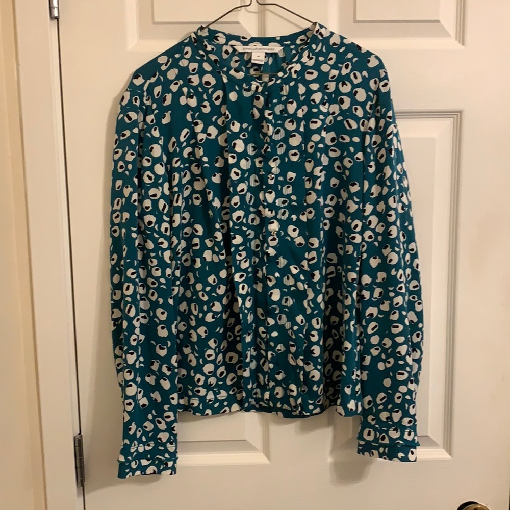 Diane Von Furstenberg teal shirt
